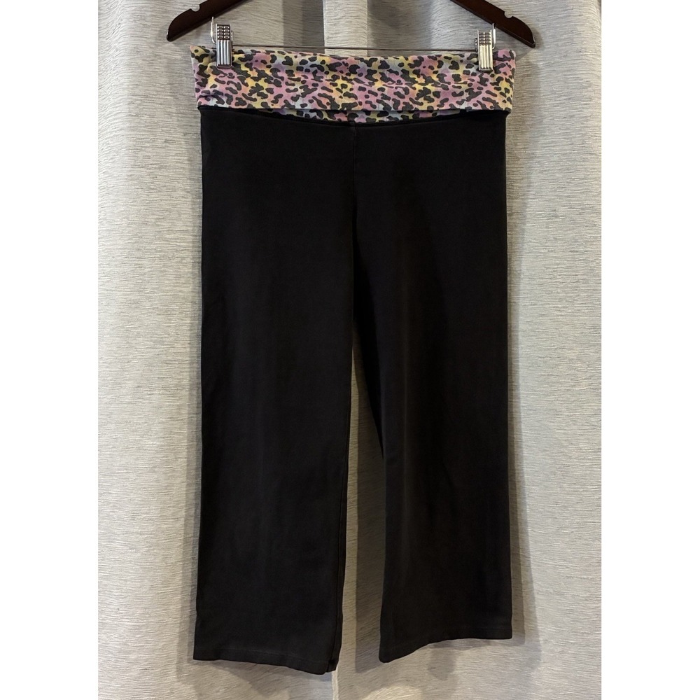 Victoria Secret Pink Capris Fold Over‎ Yoga Pants Y2K Vintage Love Cheetah Print
